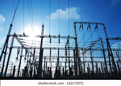 Electrical Substation High Voltage Electric Line Stock Photo 162173372 ...