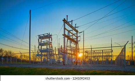 Electrical Substation at Sunset