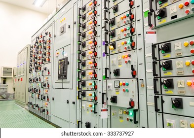 Electrical switch gear substation in a power plant,Industrial electrical switch panel .