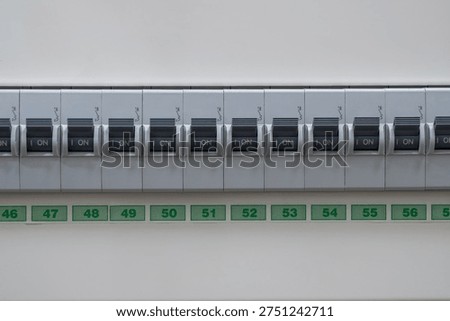 Electrical Switchboard with Multiple Circuit Breakers Turned On