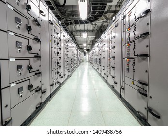 Electrical Switchgear, Industrial Electrical Switch Panel At Substation In Industrial Zone At Power Plant With Closed Up High Resolution 50M Pixel Concept Which Customer Can Use For Large File.