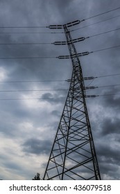 electrical tower on cloud background