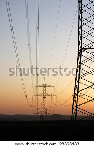 Similar – Sunset view of power lines from a Spanish hydro plant