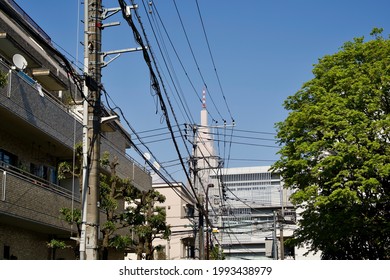 The electrical wire in the town.