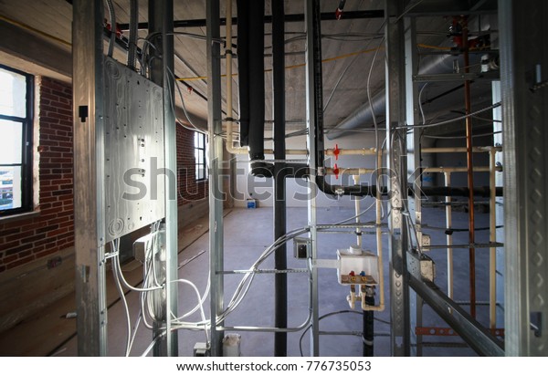 Electrical Wiring Plumbing Piping Work Inside Stock Photo Edit Now 776735053