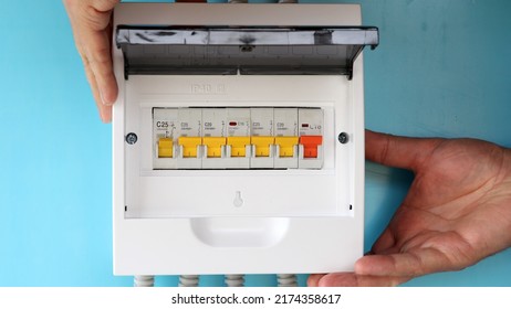 Electrical Work To Upgrade Electric Panel With Circuit Breakers Of Consumer Unit.