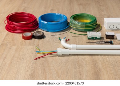 Electrician Repair Wire In PVC Conduit , Renovate Home .