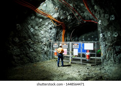 Electrician in Underground Mine Tunnel