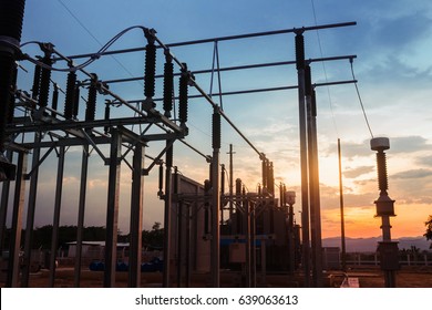 Electricity Authority Station, Power Plant, Energy Concept, Evening Sky