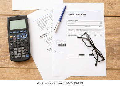 Electricity Bill Charges Paper Form On The Table