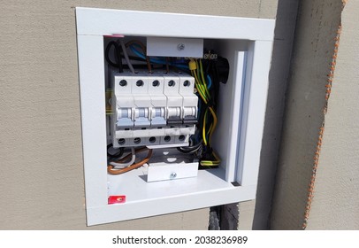 Electricity Distribution Box With Wires And Circuit Breakers (fuse Box)