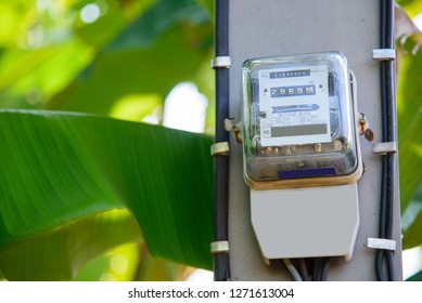 Electricity Meter On Electric Pole