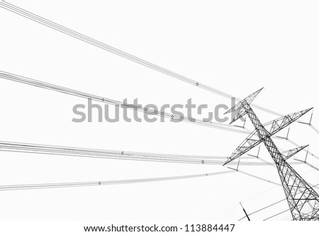 Electricity pole over white background