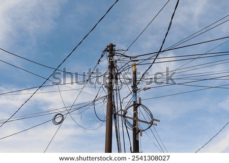 Electricity post with cable lines