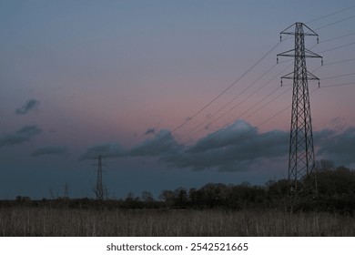 Electricity Pylon Sunset Countryside Arty - Powered by Shutterstock