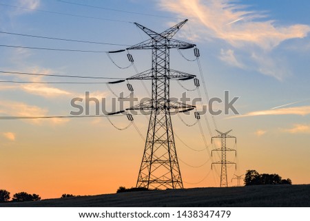 Similar – Sunset view of power lines from a Spanish hydro plant