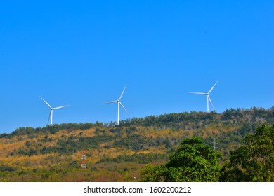 Electricity Supplier Turbine Sky Blue Background