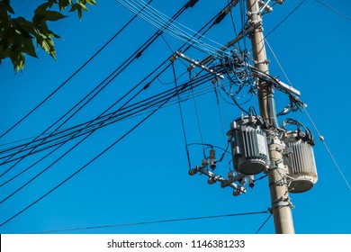 Electric Pole Electric Transformer Clear Blue Stock Photo (Edit Now ...