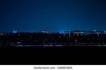 Electricity Went Out In City. The Lights Go Out In Izmir. Darkness Over City.