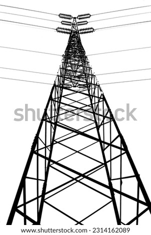 Electrict power cable tower black and white
