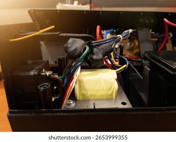 Electrionic transformator circuit board of Uninterruptible power supply assembly.
