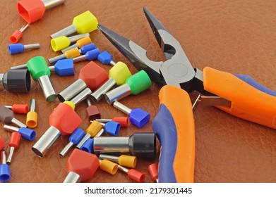 Electro Tools For Installation On A Colored Background Close-up.