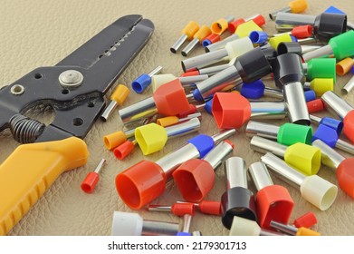 Electro Tools For Installation On A Colored Background Close-up.