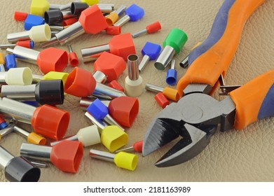 Electro Tools For Installation On A Colored Background Close-up.