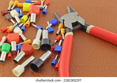 Electro Tools For Installation On A Colored Background Close-up.