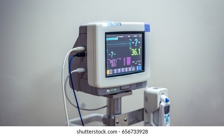 Electrocardiographic Monitoring (ECG) Device In Operating Room Hospital