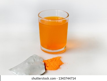 Electrolyte Drink In A Glass Of White Background