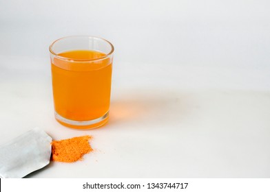 Electrolyte Drink In A Glass Of White Background