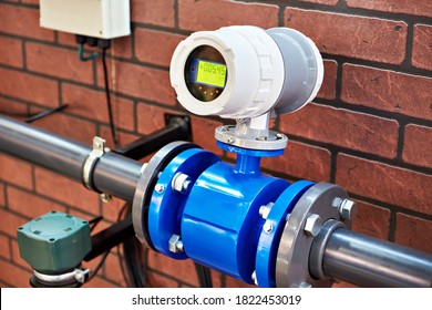 Electromagnetic flowmeter detector and water pipeline - Shutterstock ID 1822453019