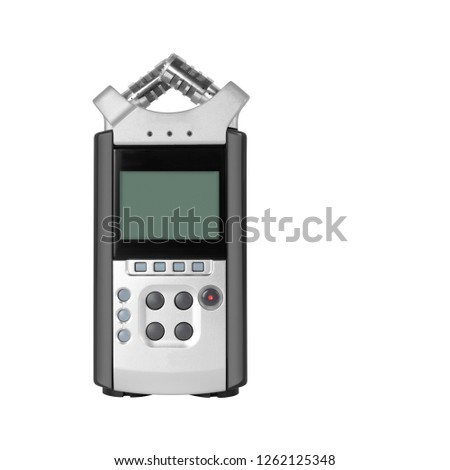 Electronic audio device - Front view Portable digital Recorder isolated on a white background.