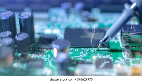 Vision Measuring Instrument Inspecting Pcb Circuit Stock Photo ...