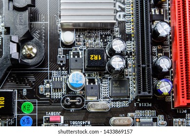 Electronic board with electrical components. Electronics of computer equipment.
