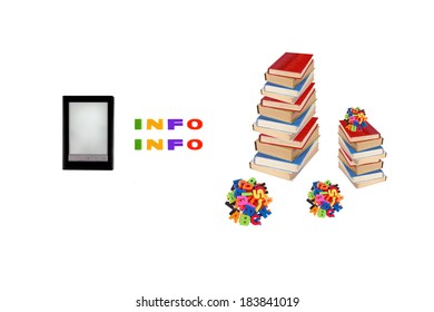 Electronic book, e-learning, information in e-book, modern education concept.