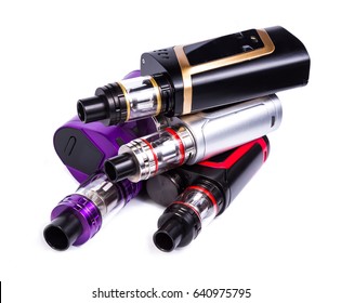 electronic cigarettes collection on white