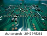 Electronic circuit board close up. Computer Motherboard with electrons. Computer circuit board with electrons. Electronic computer hardware technology. Motherboard digital chip. Tech service.