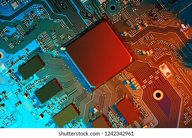 Electronic circuit board close up. - Shutterstock ID 1242342961