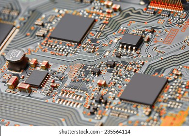 Electronic Circuit Board Close Up.