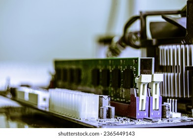 electronic circuit board with components. - Shutterstock ID 2365449143