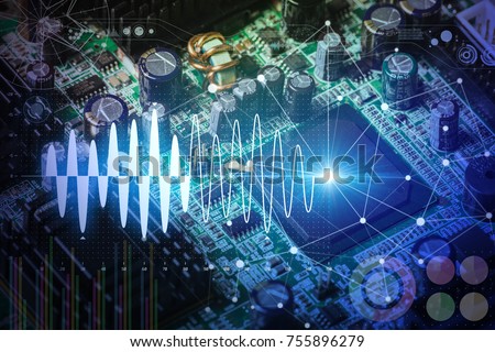 Electronic circuit board and digital information technology concept.