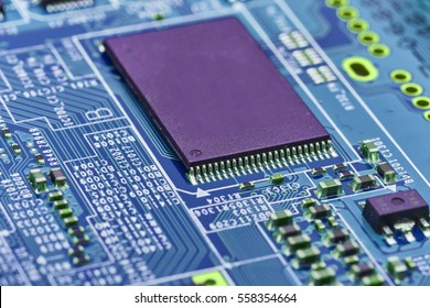 Electronic circuit board with processor.