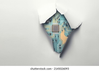 Electronic Circuit Board With Processor Through Paper Hole