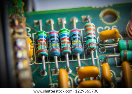Electronic circuit board,
Resistor, used for wallpaper, used as illustrated book,closeup