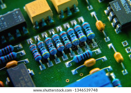 Electronic circuit board, Resistor, used for wallpaper, used as illustrated book,closeup