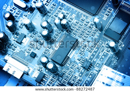  electronic circuit close-up. Macro background