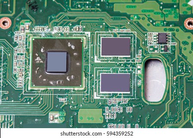 electronic circuit motherboard with chips and processors computer  and cybernetic brain
