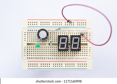 electronic circuit on breadboard